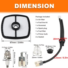 ZAMDOE Air Filter Repower Fuel System Maintenance Kit for Echo GT-200i GT-200R PE-200 PPF-210 PPF-211 SRM-210 SRM-210U SRM-211 SRM-2100 SRM-2400 HC150 WeedEater Trimmer Blower Edge Cutter