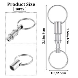 Aeaocvo 10 PCS Detachable Key Ring Quick Release Keychain, Heavy Duty Pull Apart Key Chain for Men Women Double Spring Key Accessory