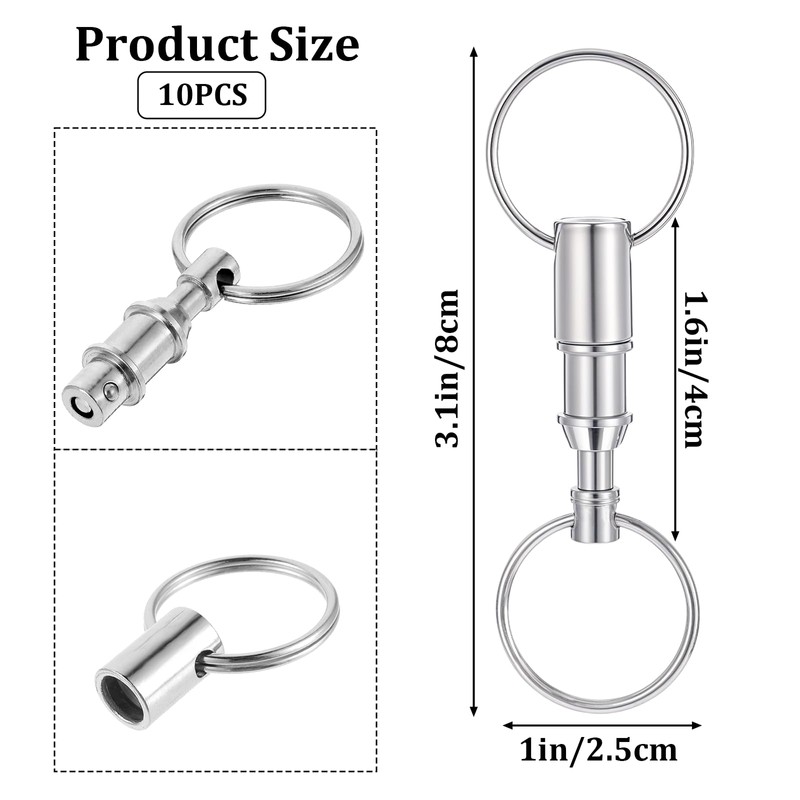 Aeaocvo 10 PCS Detachable Key Ring Quick Release Keychain, Heavy