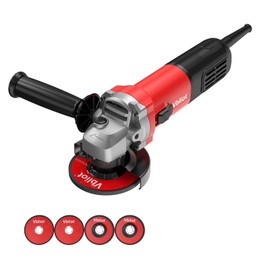 VBLIOT 950W Angle Grinder Tool 4.5 Inch 8A Electric 12000RPM Handheld Power Grinders for Cutting and Grinding Metal Stone Wood Polishing, Red