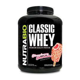 NutraBio NutraBio Classic Whey Protein Powder - No Fillers, Artificial Colors, Preservatives - Low Glycemic Index - Strawberry Shortcake, 5 Pounds