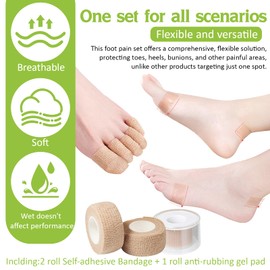 Qivievsa Anti-Friction Gel Pads&Toe Protector Set 3Pcs for Protector Toe&Feet,Blister Prevention&Pain Relief.Self-Stick(Non Glue) -Toe Cover for Toe Protect&Hydrocolloid Pads for Feet Protect