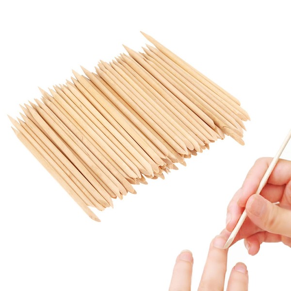 RICISUNG Orange Wood Sticks (100 Pieces) Multi-Functional Nail Tools Nail Sticks