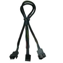 PWM Y Splitter Cable with Black Sleeving (Correctly Made Version with only 1 Tachometer Wire)