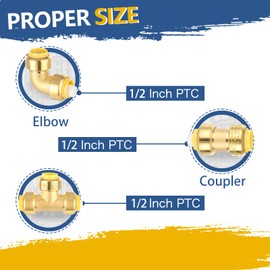 12-Pack GUOFIS 1/2Inch Push-fit Combo Fittings-5PCS Coupling+5PCS Elbow+2PCS Tee, Push to Connect Pex, Copper, CPVC, with Disconnect Clip