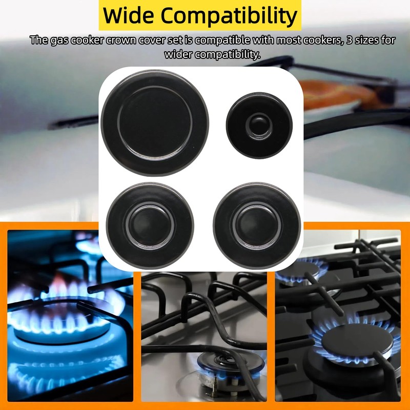 4-Piece set of gas stove burner cover, Suitable for gas
