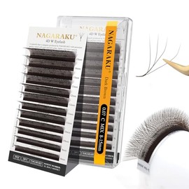 NAGARAKU 4D W Pestañas W Ramo Prefabricado Extensión de Pestañas Hecho a mano WW Profesional Pestañas Postizas Naturales Ahorra Tiempo Volumen Rusas Clover Marrón oscuro (0.07 C 8-15mm Mixto)