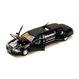 Las Vegas 1999 Town Car Stretch Limousine, Black - 7001KLV - 1/38 Scale Diecast Model Car