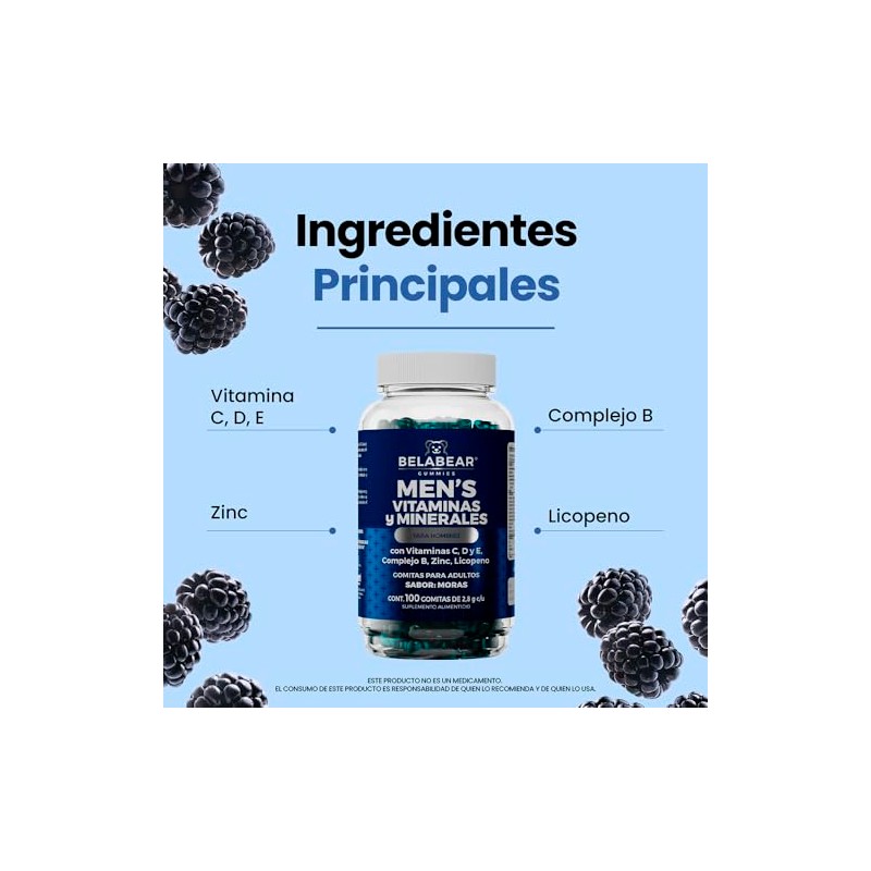 Belabear Gomitas Vitaminadas, Hombre, Adicionadas de Vitamina C, D Y