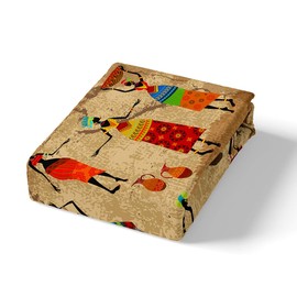 Loussiesd Ethnic Style African Country Retro Bed Linen Set for Children Boys Girls 135 x 200 cm Microfibre Bed Set with Zip and 1 Pillowcase 80 x 80 cm