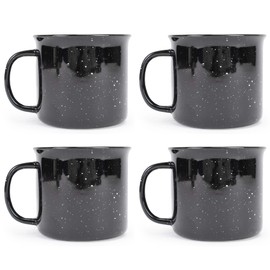 Elanze Designs Speckled Camper Black 13 ounce Ceramic Coffee Mugs Set of 4
