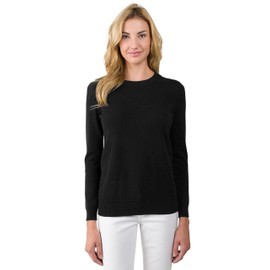JENNIE LIU Women's 100% Pure Cashmere Long Sleeve Crew Neck Sweater