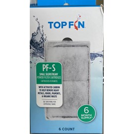Top Fin Silenstream PF-S Small Filter Cartridges (6 Count) Refill for PF10 Power Filters (5.5in x 3.1in)