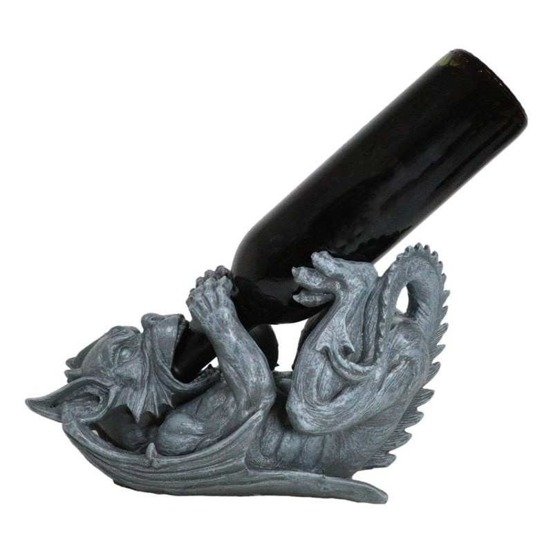 Ebros Gothic Fantasy Winged Drunken Gargoyle Wine Bottle Holder Figurine