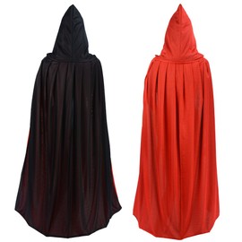 Gardeningwill Double Face 35" Red Black Hooded Cloak Goth Vampire Priate Cape Kids Children Costume