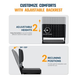 Sportneer Stadium Seats with Back Support: Height Adjustable Thick Padded Stadium Seats with Pocket, Shoulder Strap, Carry Handle, Cup Holder, Folding Stadium Chair for Sports Events Concerts Outdoor