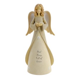 Enesco Foundations Hail Mary Rosary Beads Prayer Angel Figurine, 7.68 Inch, Multicolor