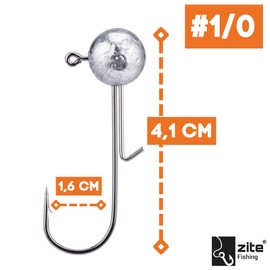 Zite Fishing Jig Head Assortment Various Sizes 3.5-12 g for Perch to Zander Predator Fish (5 Grams)
