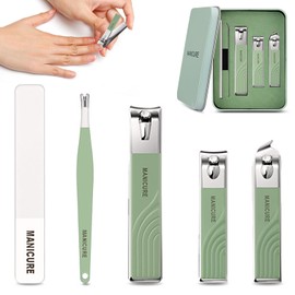 Nail Clippers Set, Stainless Steel, Set of 5, Nail Care Set, Nail Cutter, Nail File, Nail Clippers, Storage Case, Nail Care, Cuticle Treatment, Travel, Convenient to Carry