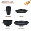 32 Piece Wheat Straw Dinnerware Set - Black Plates and