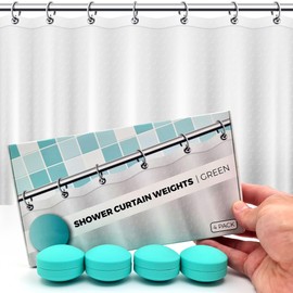 Powerful Anti-Billowing Magnetic Shower Curtain Weights for Splash-Free Bath Experience - 360° Silicone Wrapped - Will Never Rust - Heavy Magnets Prevent Curtain Liners from Blowing | 4 Pairs | Green