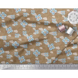 Soimoi Brown Velvet Fabric Clouds & Drone Transport Fabric Prints by Yard 58 Inch Wide