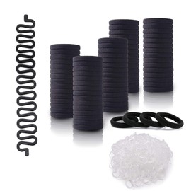 620PCS Black Hair Ties, Seamless Cotton Thick Black Hair Band, Elastic Hair Ties No Damage Ponytail Holder,Clear Hair Elastic Rubber Bands, Hair braid