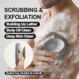 ARIOSOX Silicone Body Scrubber, Gentle Texture Exfoliating Body Scrubber for Men and Women On Sensitive Skin, Soft Scrubber Produces Rich Form and Builds Up Lather, Getting a Deep Skin Clean (Gray)