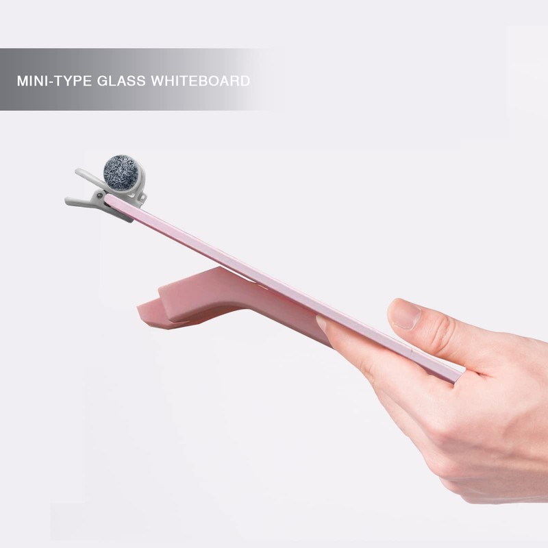 Pink Mini Desktop Pure Glass Whiteboard, Small Slope Slick Desk