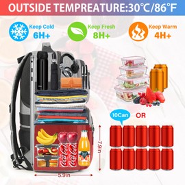 Lunch Backpack 15.6 Inch Laptop Travel Backpack with Insulated Bag Extra Large Backpack for Men Women Waterproof Computer Backpack for Work School College Business, Gray