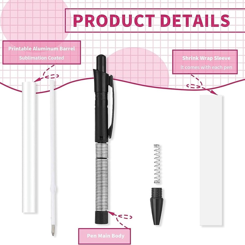 Nvanvmm Sublimation Pen Blank Sublimation Ballpoint Pen DIY Office School