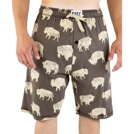 Lazy One Pajama Shorts for Men, Men's Pajama Bottoms, Sleepwear, Buffalo (Bison, Large)