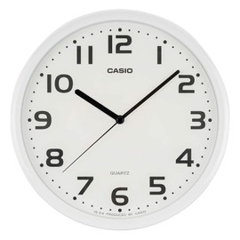 CASIO Wall Clock, White, Analog, Standard, Step Second Hand, Simple IQ-24-7JF
