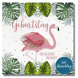 bsb - Funny Birthday Card Flamingo 15 x 15 cm - Birthday Card with Turntable - Greeting Cards with Envelope - Birthday Card for Women / Men & Children - Moving Cards