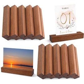 RAFIYU Pack of 10 Wooden Card Holders, Ebony Stand as Place Card Holder, Menu Card Holder, Photo Holder, Postcard Holder, Price Tag Stand, for Weddings, Restaurants, Banquets and Parties