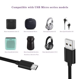 Poyakuk Micro USB Charging Cord Compatible with for Bose SoundLink Color Bluetooth Speakers I II III 3, SoundLink Mini 2 II, SoundLink Micro, Revolve Plus QC20 QC35 SoundSport Free Headphones(5FT)
