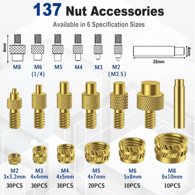 AOBOPLE Soldering Iron Tips for Threaded Inserts Set 80W LED