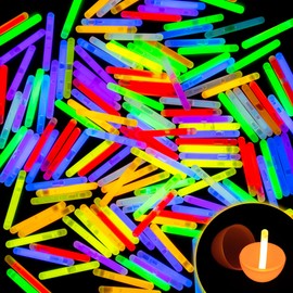 POPGIFTU 200 Mini Glow Sticks Bulk Pack, 8 Bright Colors 1.96" Glow in the Dark Sticks for Easter Egg Hunt, Basket Stuffers, Party Favors, Neon Parties, Weddings, Halloween, Classroom Prizes