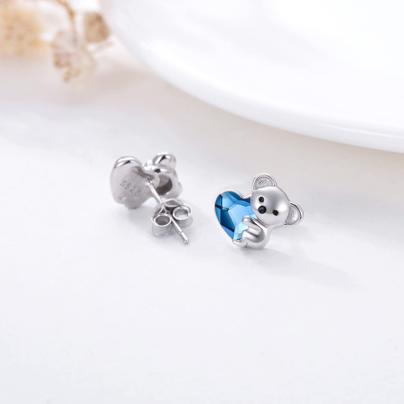 Hypoallergenic Koala Stud Earrings 925 Sterling Silver Koala Bear Cute