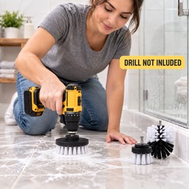 3-Piece Drill Brush Attachment Set, Nylon Power Scrubber Brushes for Bathroom, Grout, Carpet, Wheels & Tires
