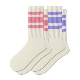 Fszsaa Fun Novelty Retro Striped Crew Socks Athletic Half Calf Casual Cotton Socks Women