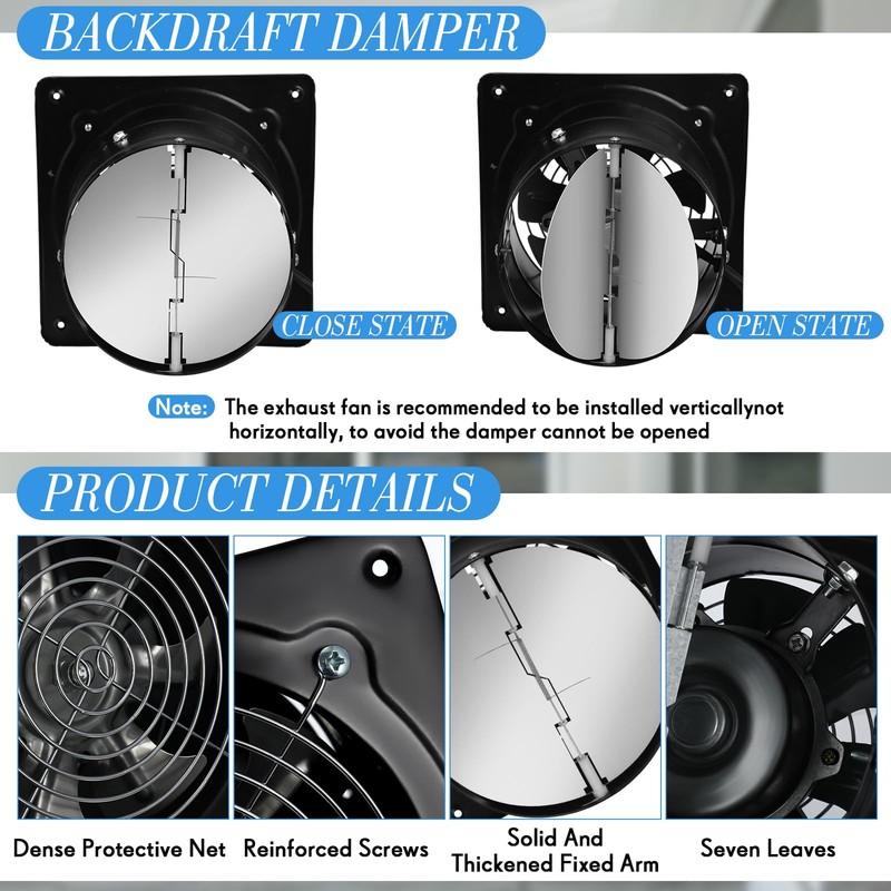 Yaocom 8 Inch Exhaust Fan 576 CFM Kitchen Exhaust Fan