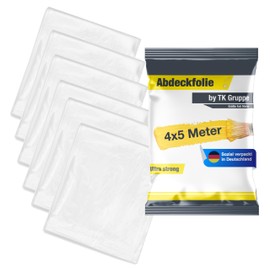 6 x masking film, 4 x 5 m painter's tarpaulin, 160 m² tarpaulin, extra strong and transparent construction film, painter's film and painter's fleece wallpaper, painter's tarpaulin for renovation and