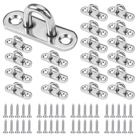 Pack of 20 M5 eyelet plates, stainless steel eye plate with eyelet, 304 cover plate eye plate with screws, eyelet plate U-hook, eye plates lashing eyelet for hanging items, wall mount eyelet, eyelet