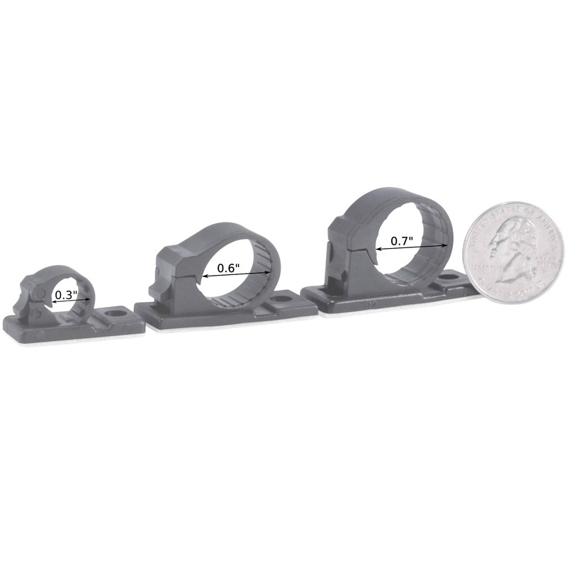 25pcs JacobsParts V3 Adhesive Cable Management Clips, 0.6 Inch Fixed