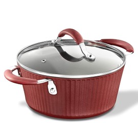 NutriChef Cooking Pot with Lid-Non-Stick High-Qualified Kitchen Cookware, 2.1 Quart (Works with Model: NCCW11RDL), One Size, Red