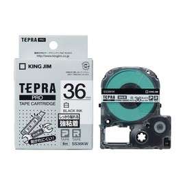 【純正】 キングジム(Kingjim) テプラPROテープカートリッジ 強粘着 36mm 白ラベル/黒文字 長さ8m SS36KW