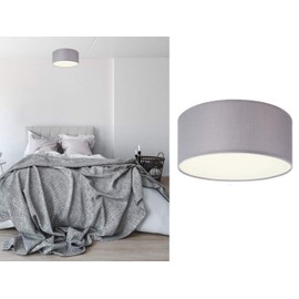 Smartwares Elegant ceiling light with LED light, fabric lampshade, grey, diameter 20 cm, warm light thanks to satin cover