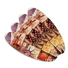 New York City Statue Liberty Tile Collage Double-Sided Oval Nail File Emery Board Set 4 Pack
