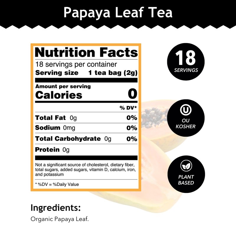Buddha Teas Organic Papaya Leaf Tea - OU Kosher, USDA
